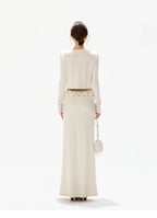 Apricot Lace Panel Knit Two-Piece Set