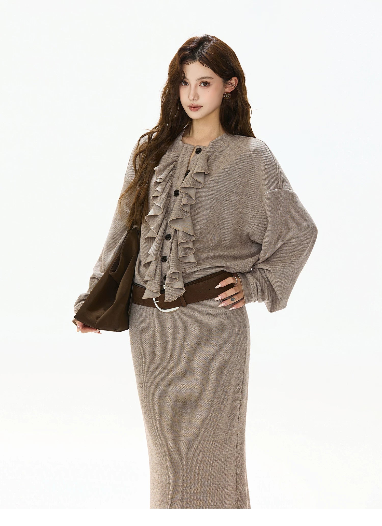 Logo-Embroidered High-Waist Knit Maxi Skirt