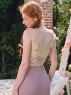 Vintage Crochet-Detail Purple Knit Slip Dress