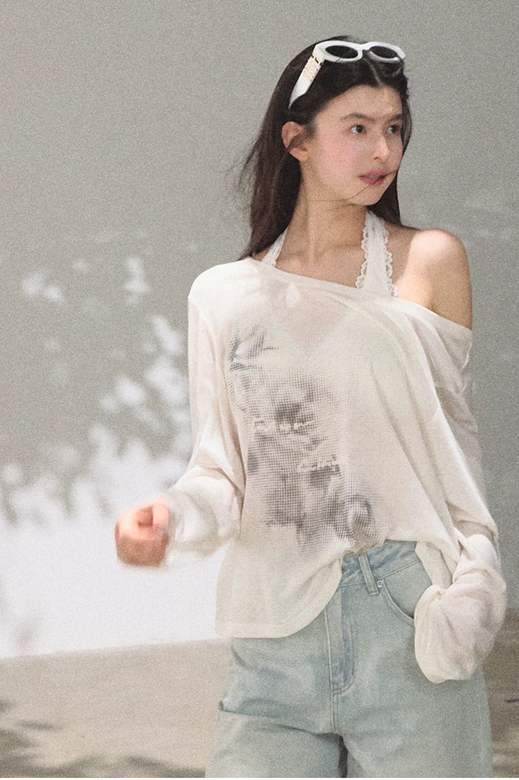 Bohemian Cut-Out Embroidered Wide-Leg Denim Trousers