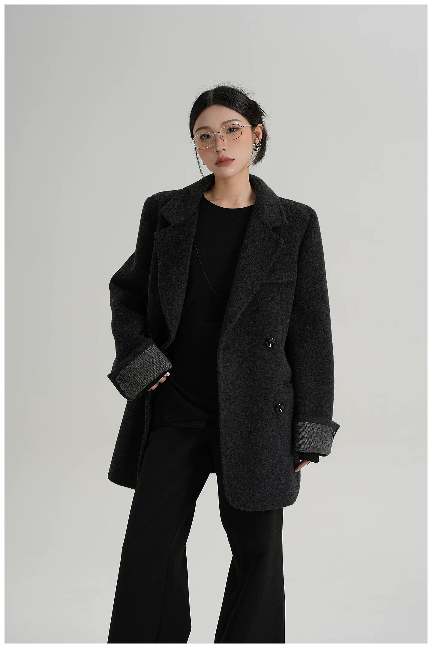 Mid-Length Double-Faced Wool Blazer