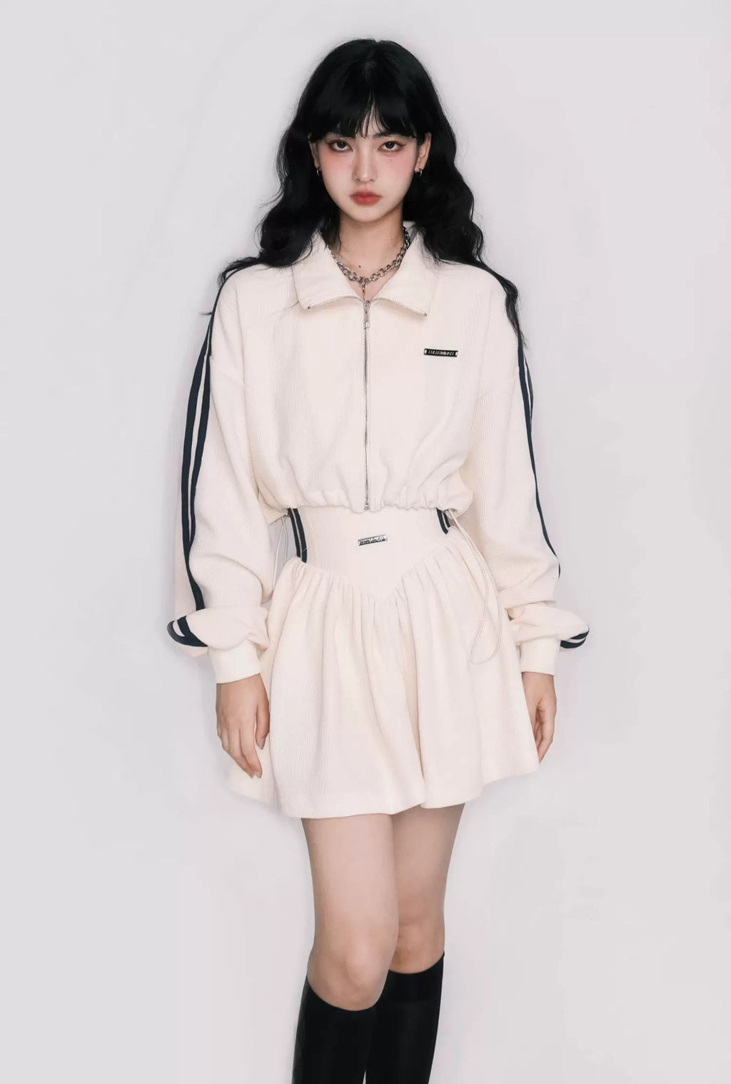 Tennis Waffle Sweatshirt & Mini Skirt Set