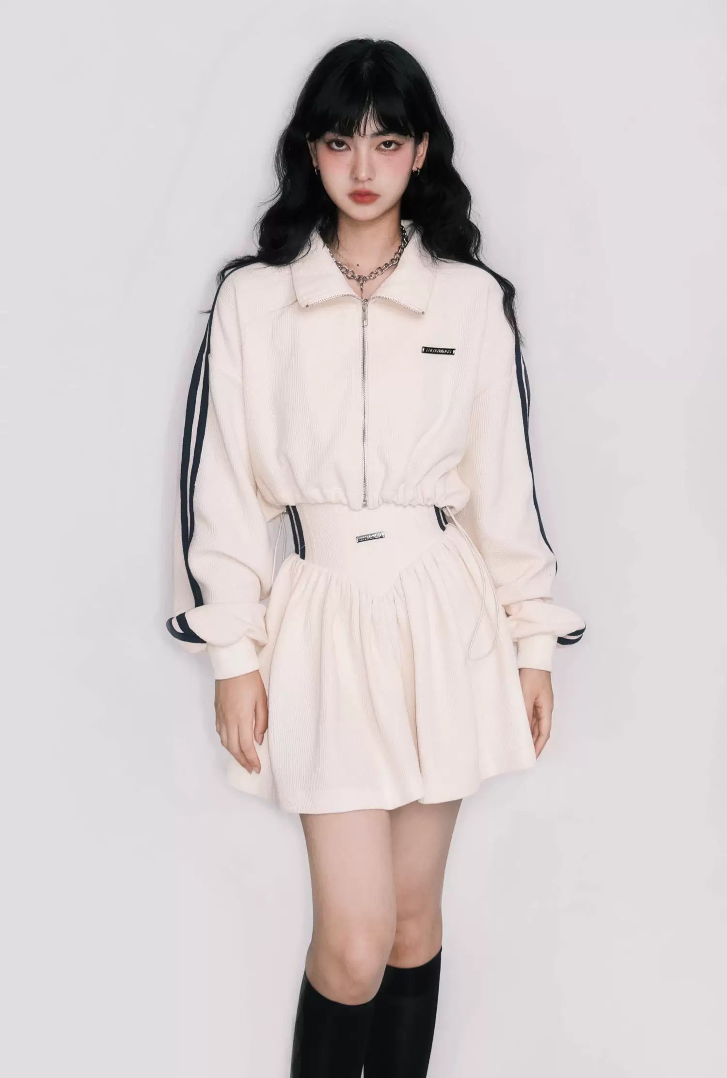 Tennis Waffle Sweatshirt & Mini Skirt Set
