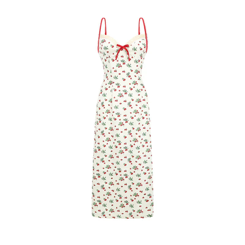 Vintage Satin Floral Slip Dress & Cardigan Set
