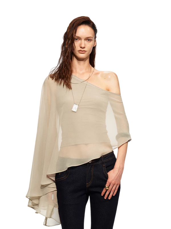 Matte Chiffon Cape Top