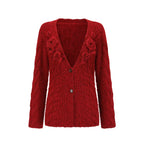Hand-Crocheted Wool Knit Cardigan