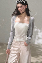 Linen Lace Trim Off-Shoulder Bandeau