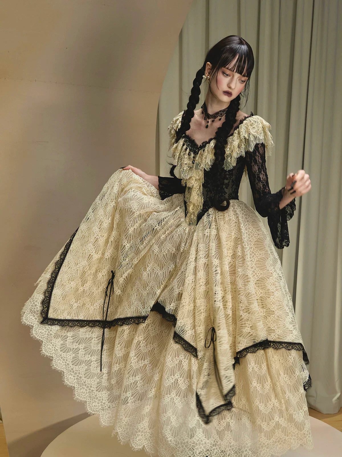 Wednesday Vintage Corset Waist Evening Dress