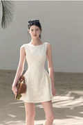 Wool-Blend Waist-Cinched Fitted Dress
