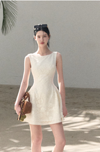 Wool-Blend Waist-Cinched Fitted Dress