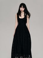 Cutout French Sleeveless Maxi Dress