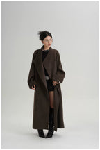 Asymmetric Button Long Wool Coat