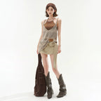 Halter Cami & Textured Sheer Cover-Up Set
