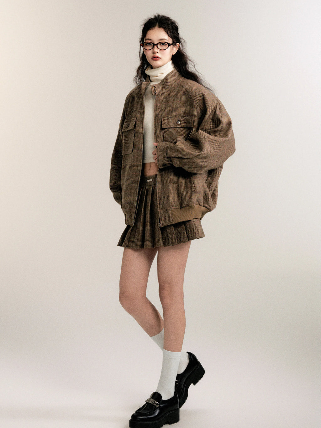 Vintage Collegiate Wool Jacket & Mini Skirt Set