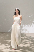 Linen Lace Trim Off-Shoulder Bandeau