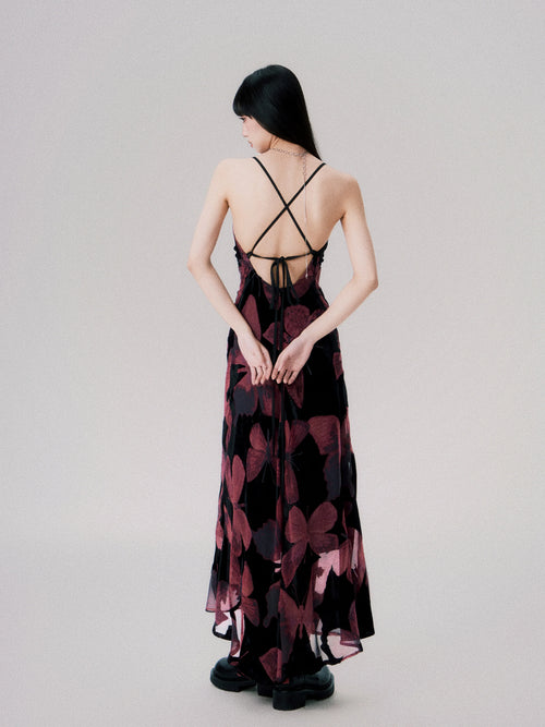 Backless New Chinese Slip Maxi Dress