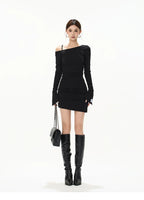 Asymmetric Off-Shoulder Bodycon Mini Dress