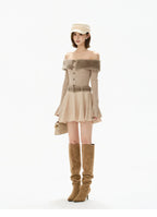 Mink Knit Off-Shoulder Dress