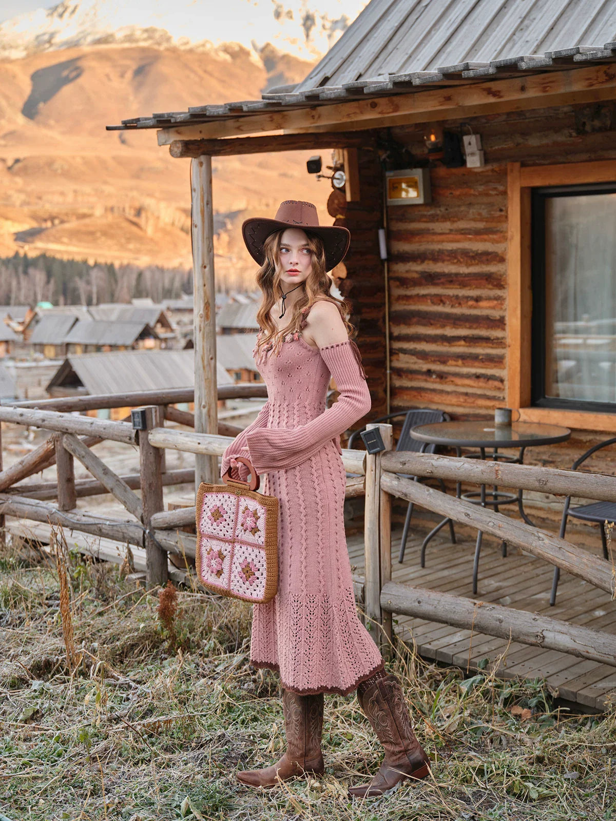 Floral Juliet Vintage Knit Dress & Cardigan Set