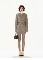 Wool Knit Cardigan & Mini Skirt Set