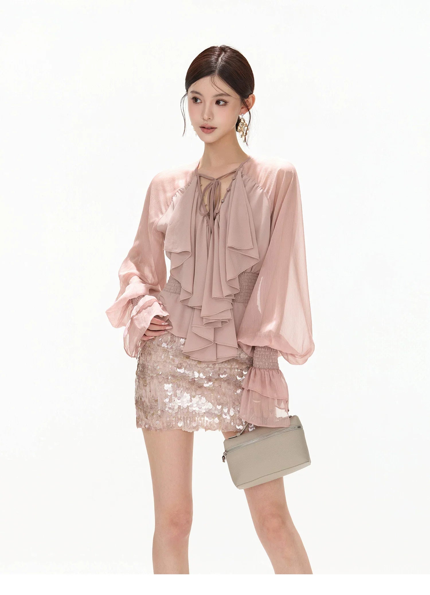 Luminous Nouveau Ruffle Chiffon Blouse