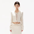 Apricot Lace Panel Knit Two-Piece Set