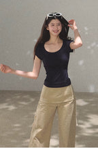 Radiant Muse Lyocell U-Neck Slim-Fit T-Shirt