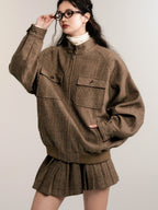 Vintage Collegiate Wool Jacket & Mini Skirt Set
