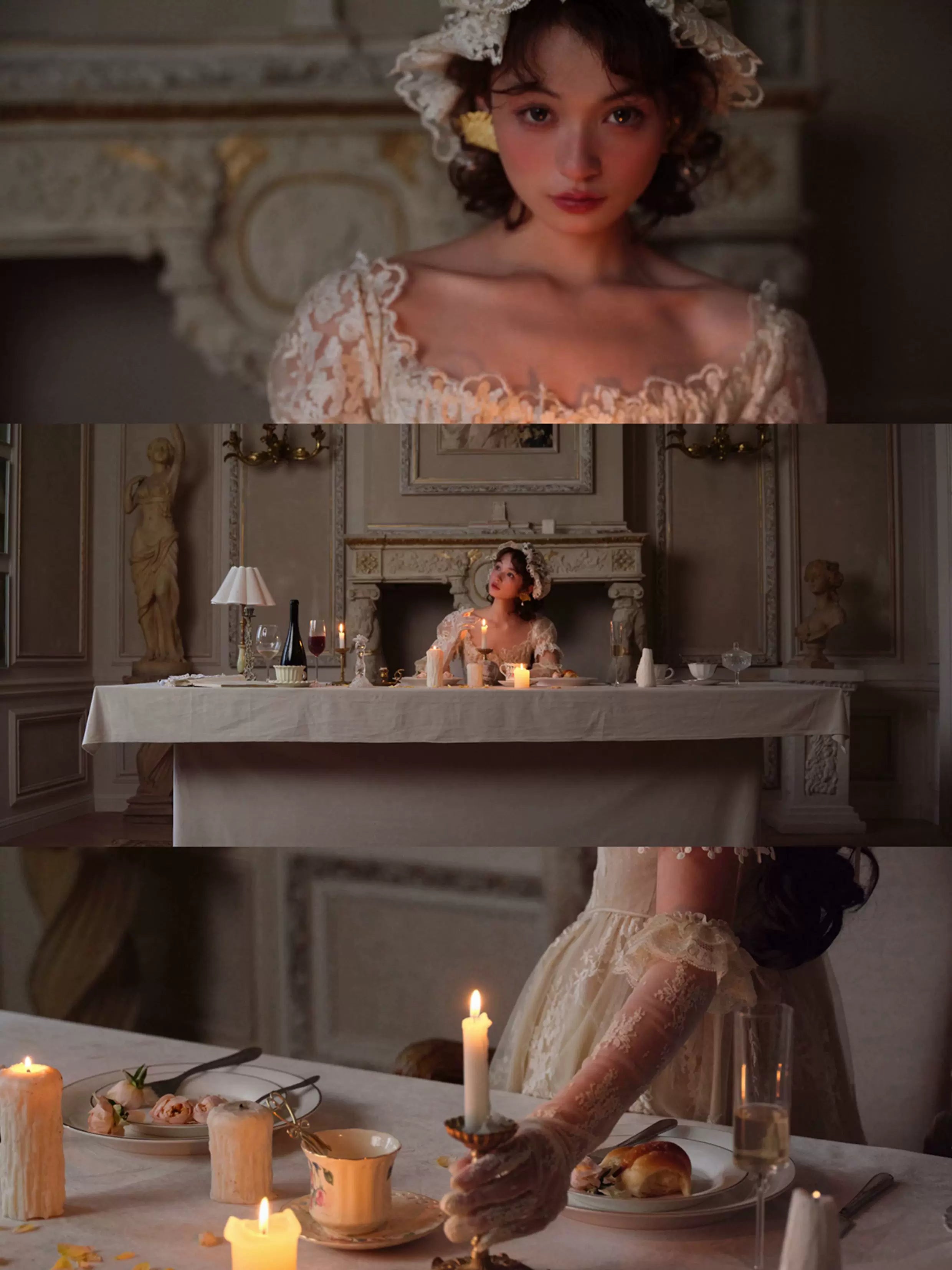 Vintage Court Lace Corset Gown Dress