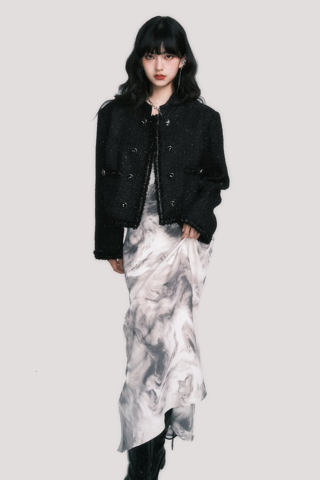 New Chinese Cowl-Neck Backless Maxi Dress