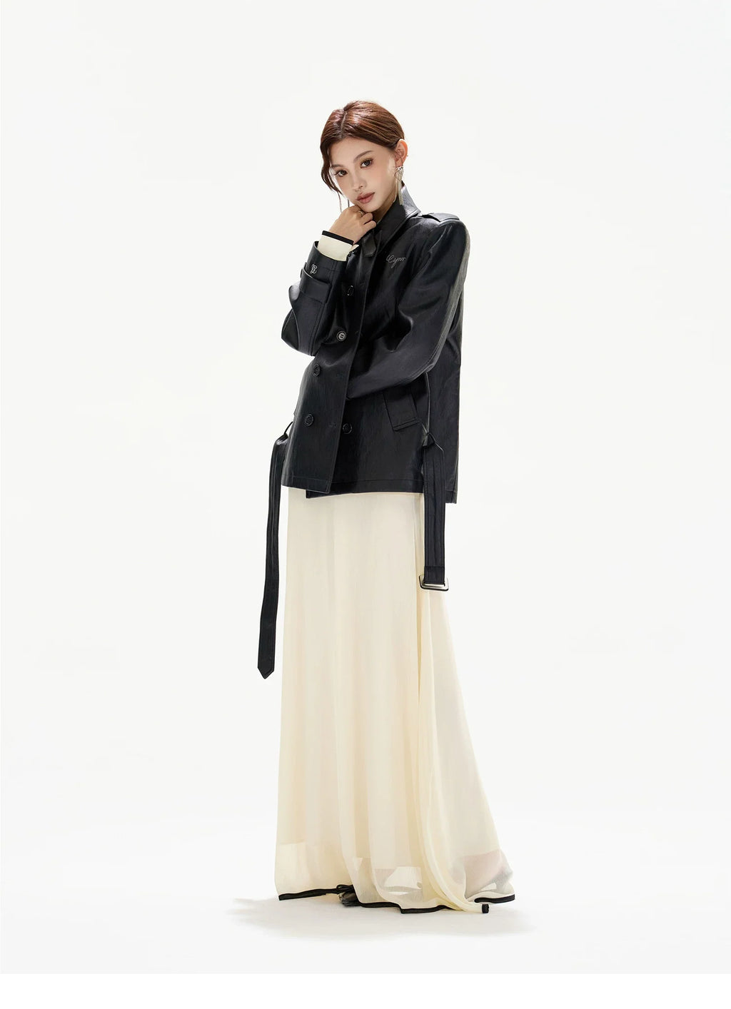 Chiffon Blouse & High-Waist Maxi Skirt Set