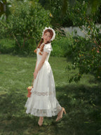 Pure White Cinderella Square-Neck Princess Dress