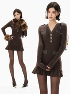Cold Heiress Detachable Fur-Collar Mini Dress