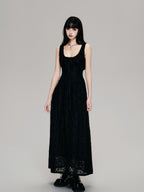 Cutout French Sleeveless Maxi Dress