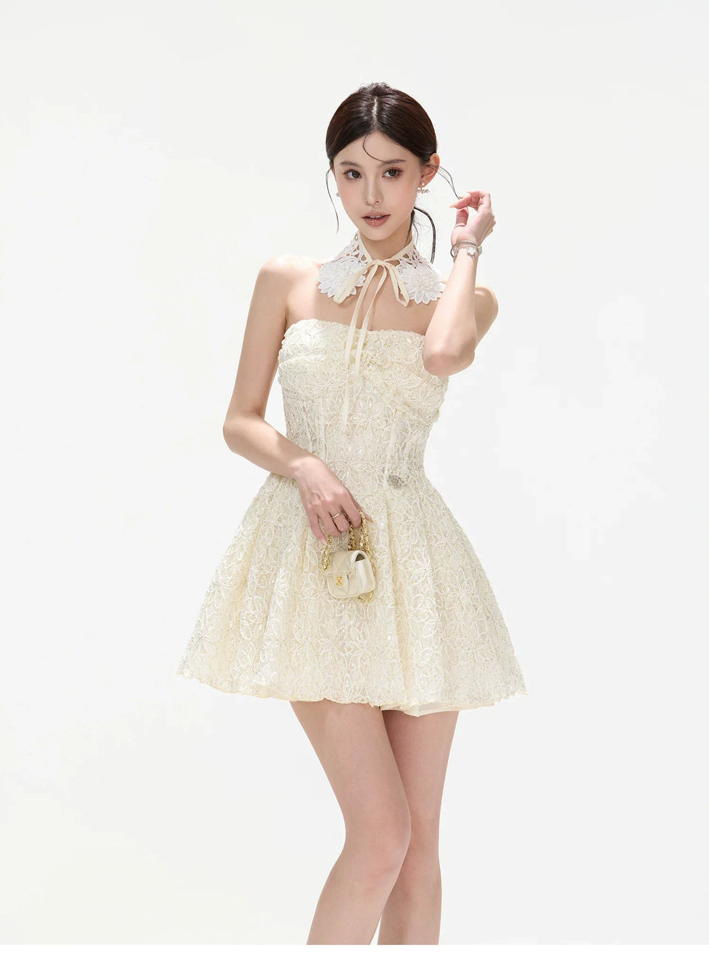 Seine Garden Embroidered Lace Mini Dress