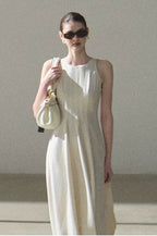 Golden Thread Linen-Blend Sleeveless A-Line Maxi Dress
