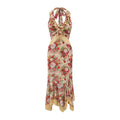 Flamenco Halter Mermaid Mesh Dress