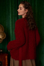 Hand-Crocheted Wool Knit Cardigan