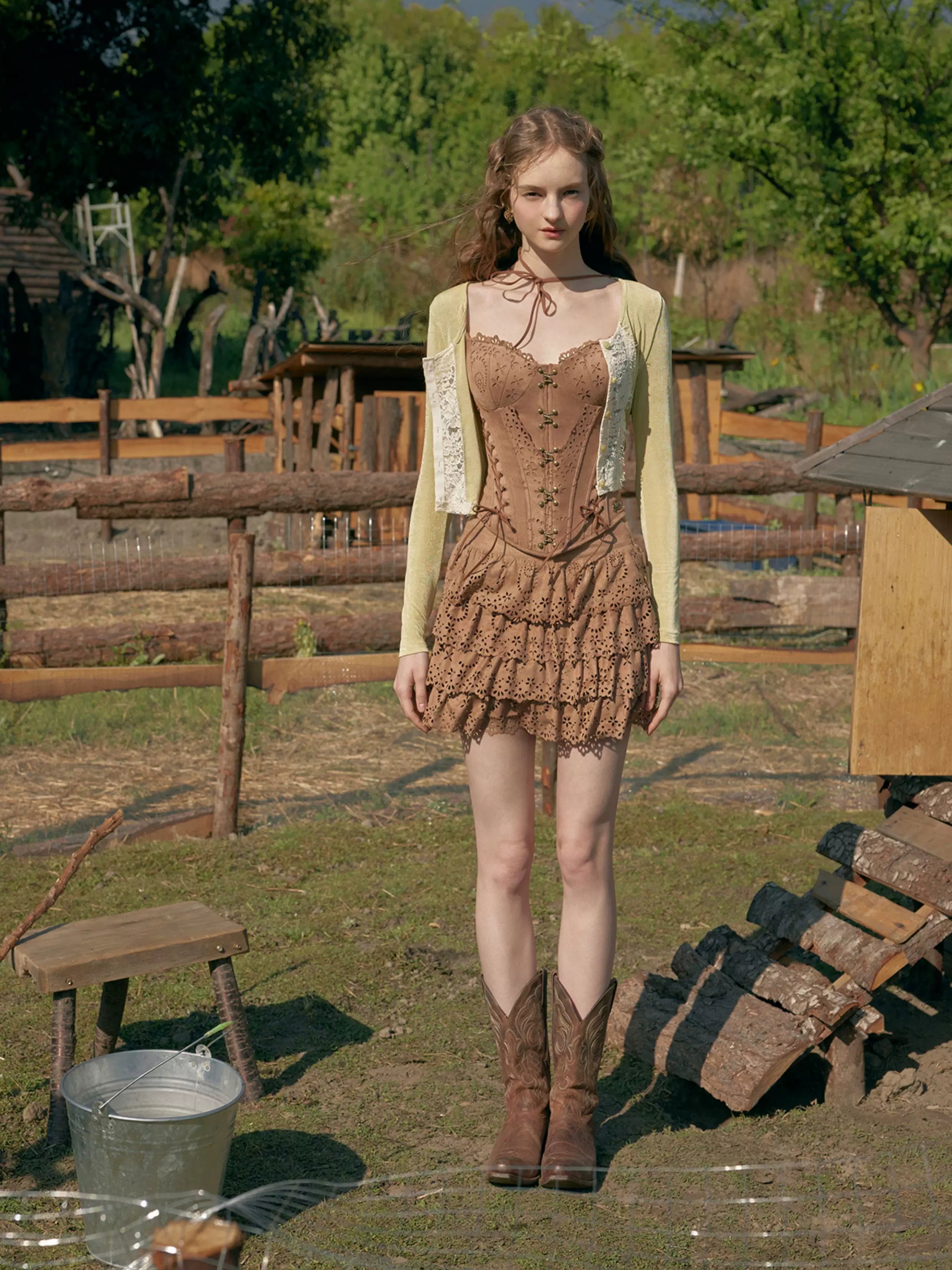 Vintage Corset Top & Princess Mini Skirt Set