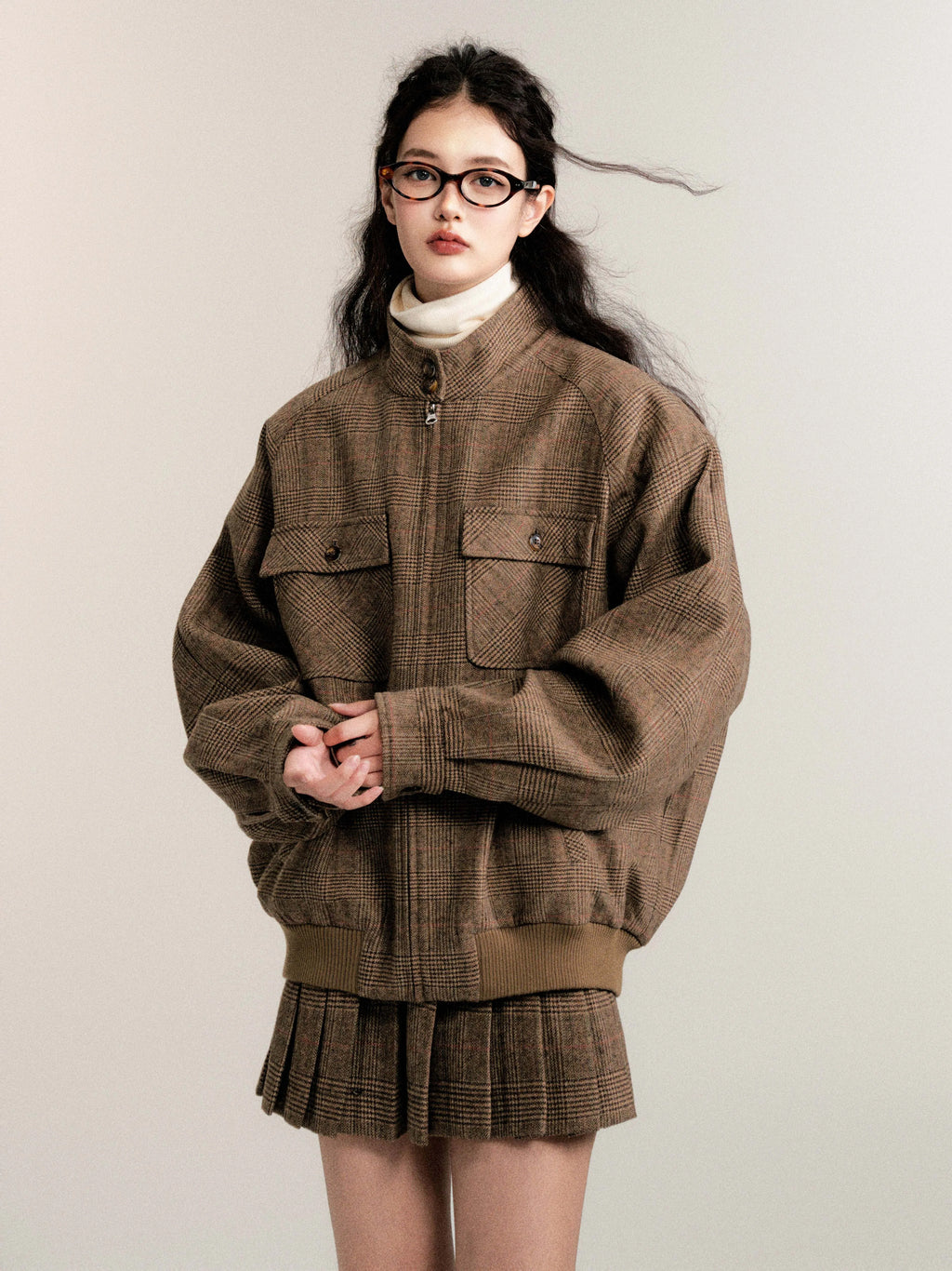 Vintage Collegiate Wool Jacket & Mini Skirt Set