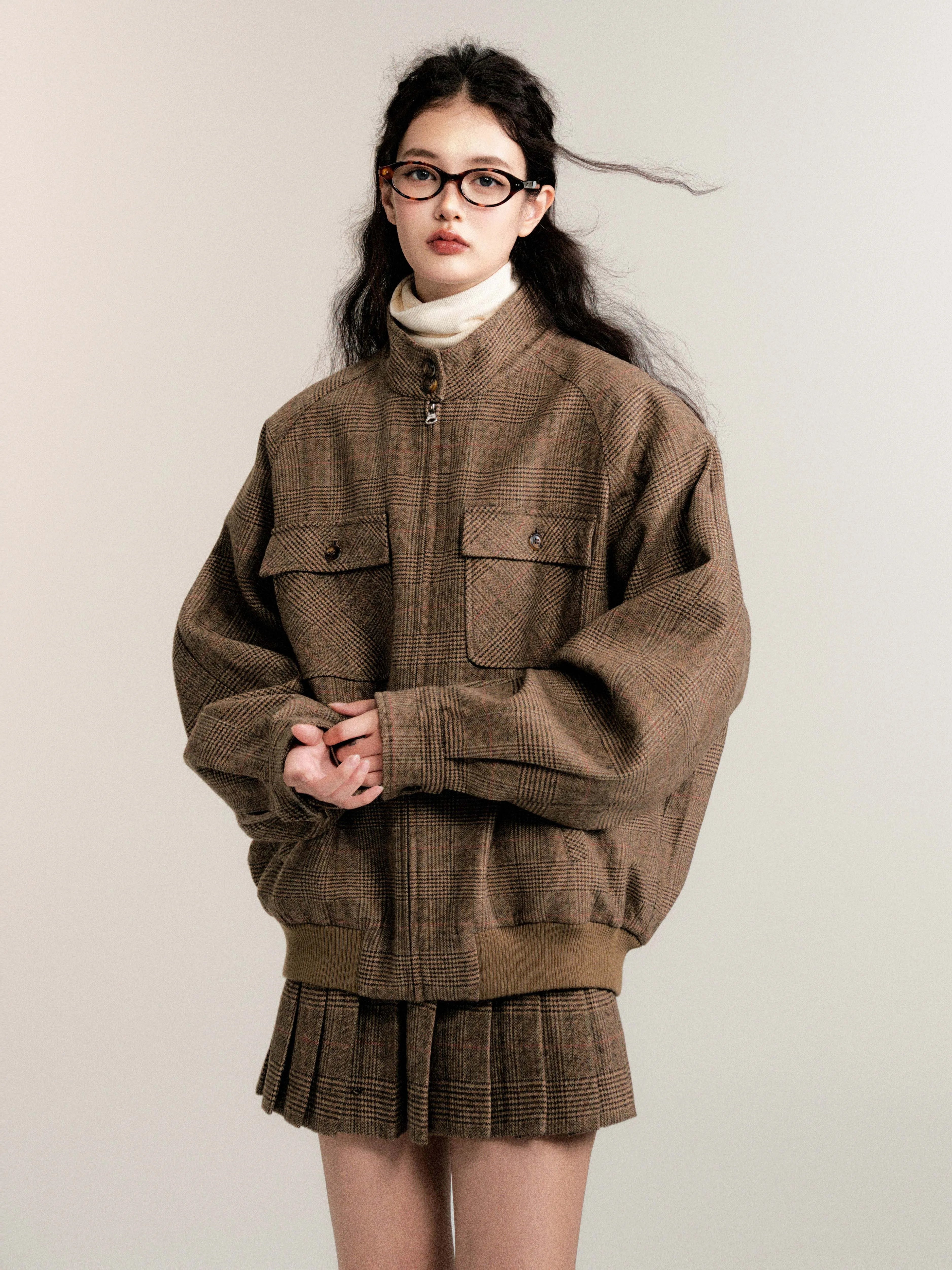 Vintage Collegiate Wool Jacket & Mini Skirt Set