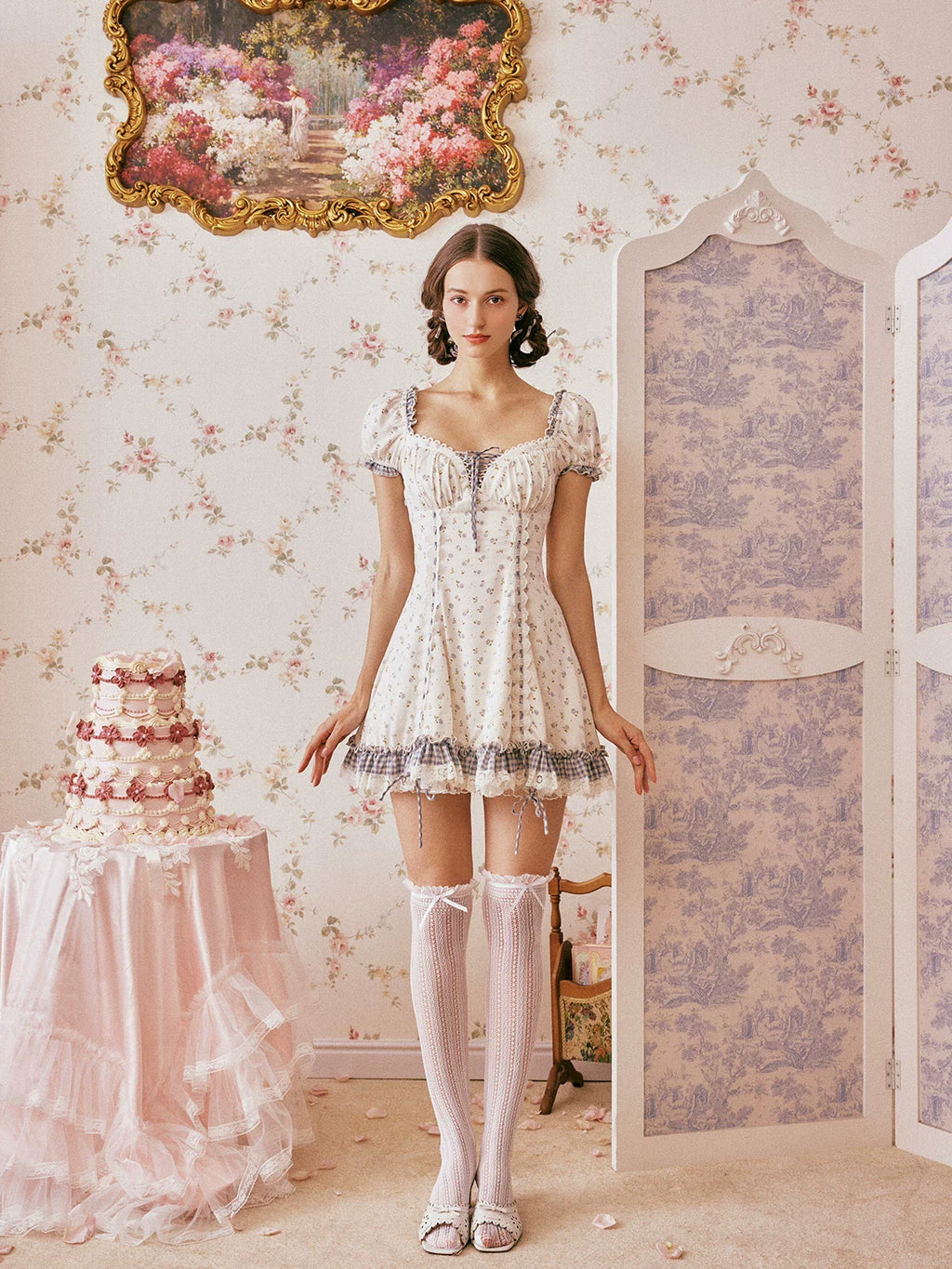 French Sweet Convertible White Short Dress