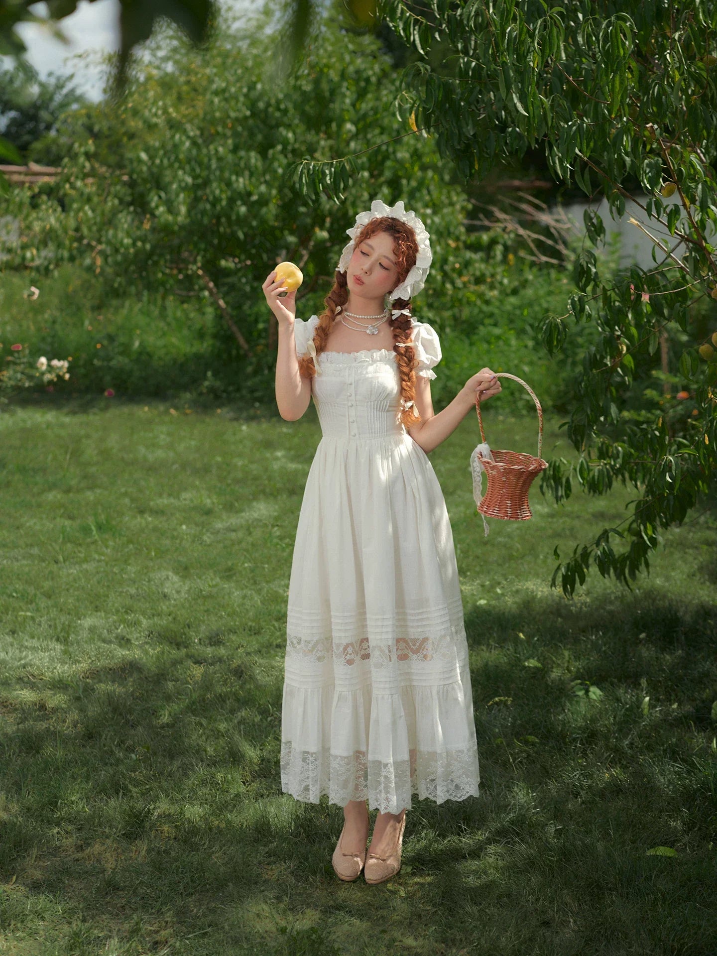 Pure White Cinderella Square-Neck Princess Dress