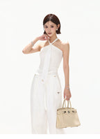 Relaxed Linen-Blend Wide-Leg Trousers
