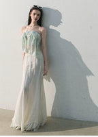 Quiet Fruit Lace Off-Shoulder Bandeau Bustier