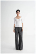 Lyocell Open-Back Fitted Mid-Sleeve T-Shirt