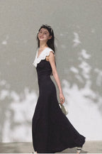 Shifting Tree Shadow Cotton Backless Waist-Cinched Vacation Dress