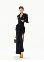 High-Slit Lace-Up Bodycon Maxi Dress