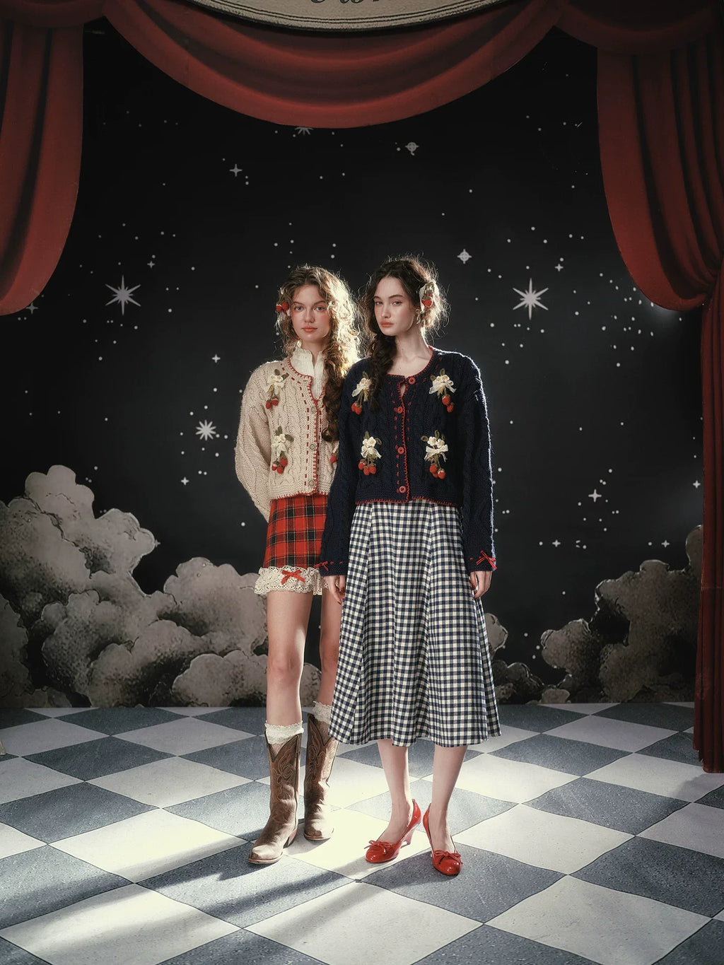 Christmas Night Corset Top & Plaid Skirt Set