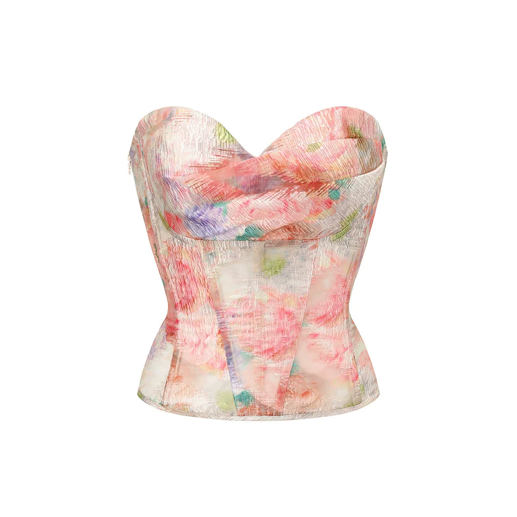 Romantic Oil-Paint Lace Corset Top & Skirt Set